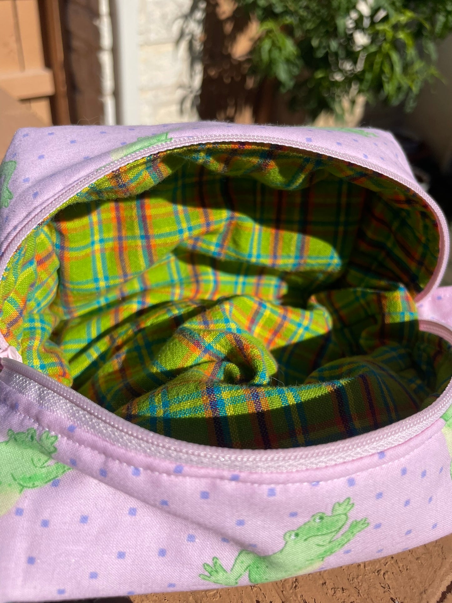 Funky Frogs Quilted Pouch