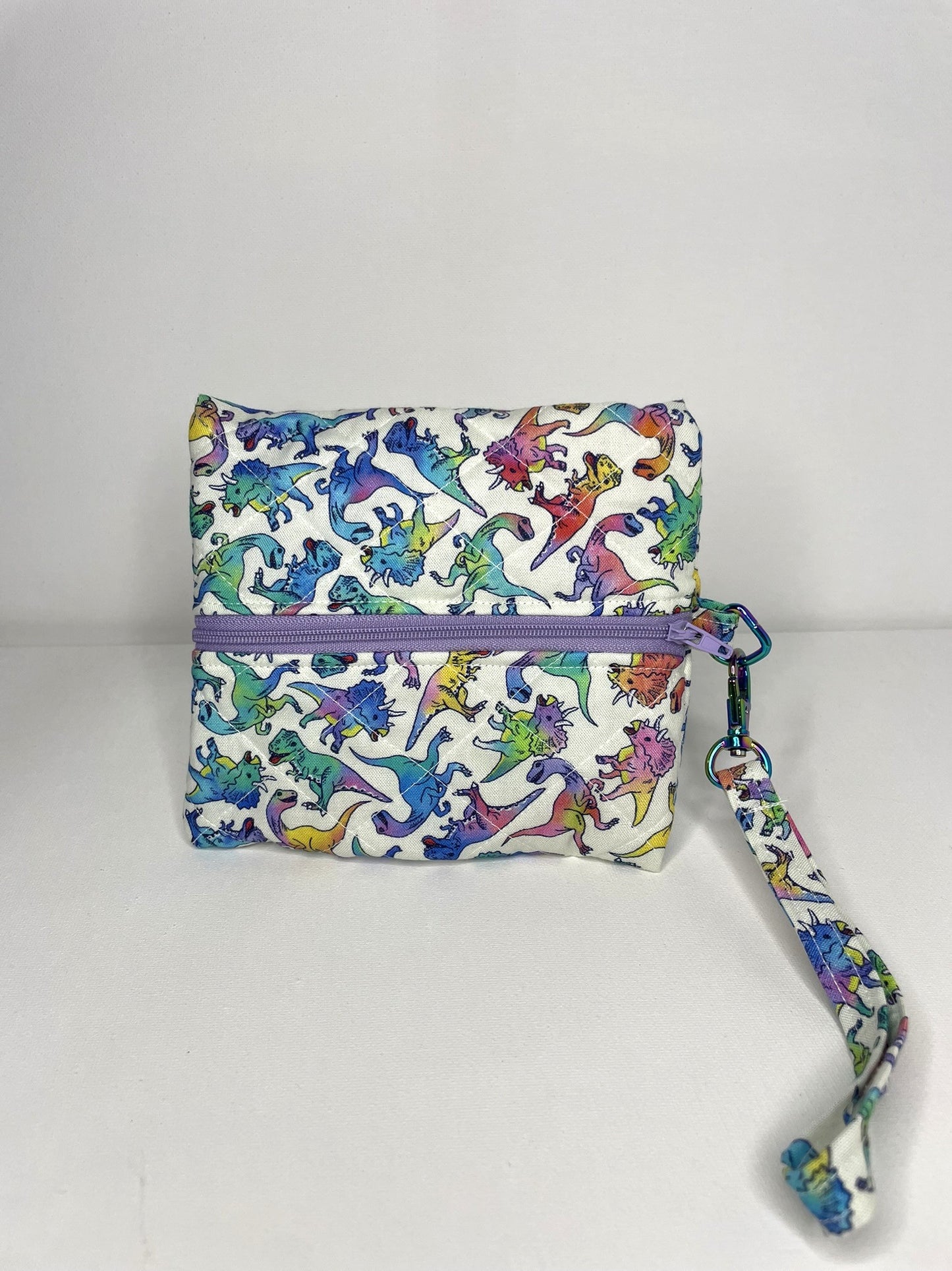 Rainbow Dinos Wristlet