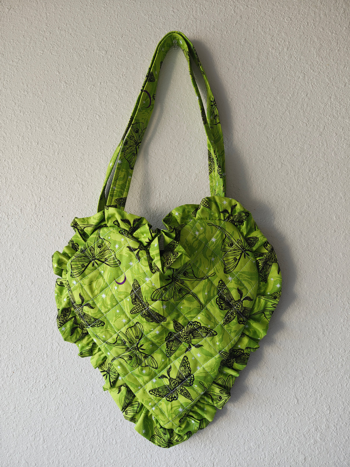 Neon Moth Ruffle Heart Tote