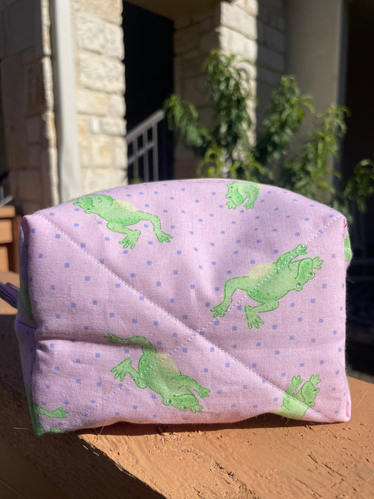 Funky Frogs Quilted Pouch