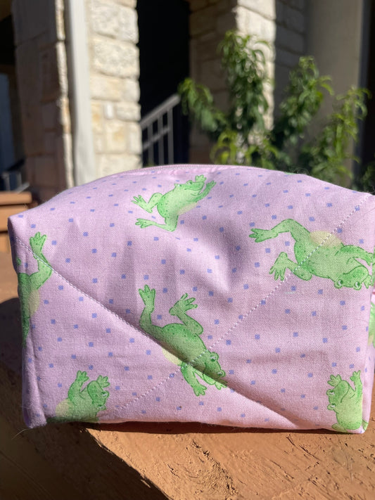 Funky Frogs Quilted Pouch