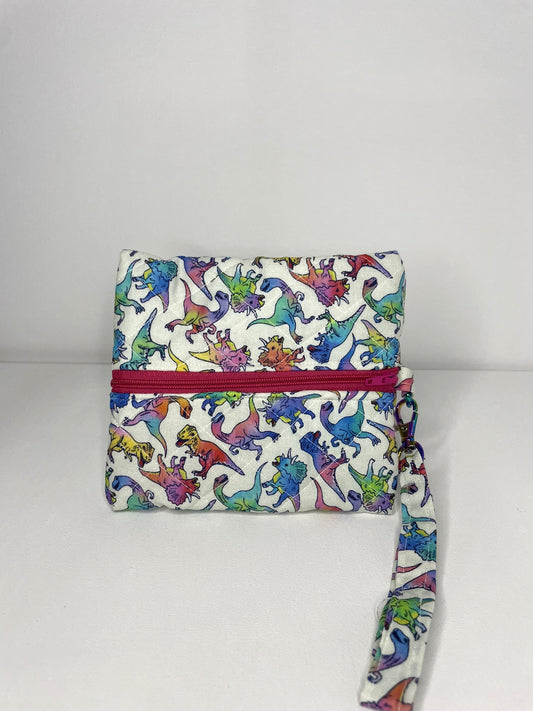 Rainbow DInos Wristlet