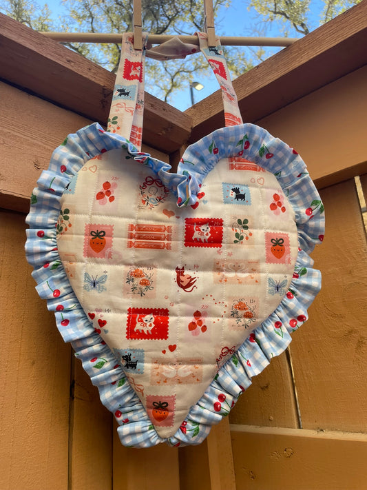 Valentine's Stamps Ruffle Heart Tote