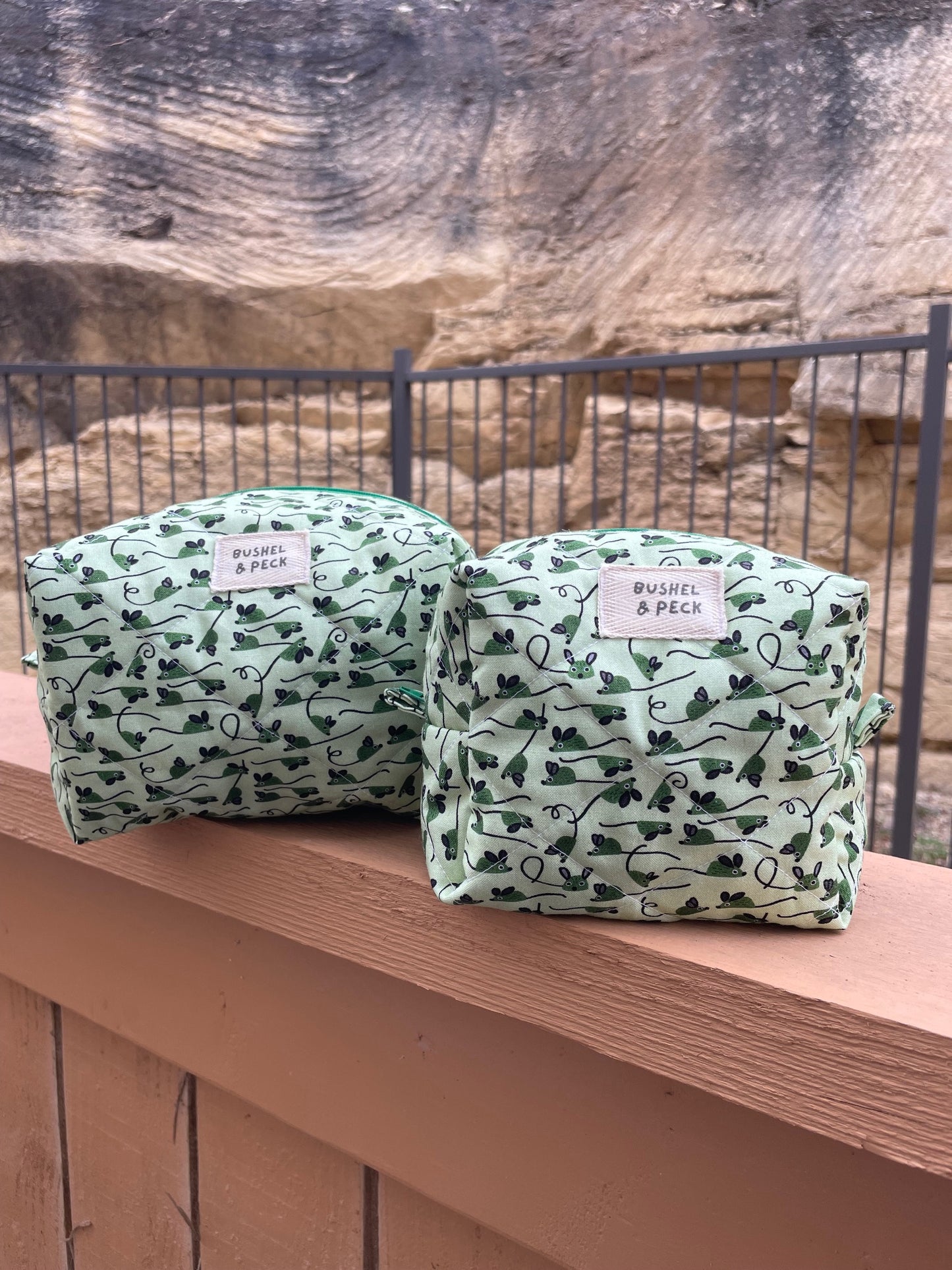 Green Mice Boxy Bag - Lg