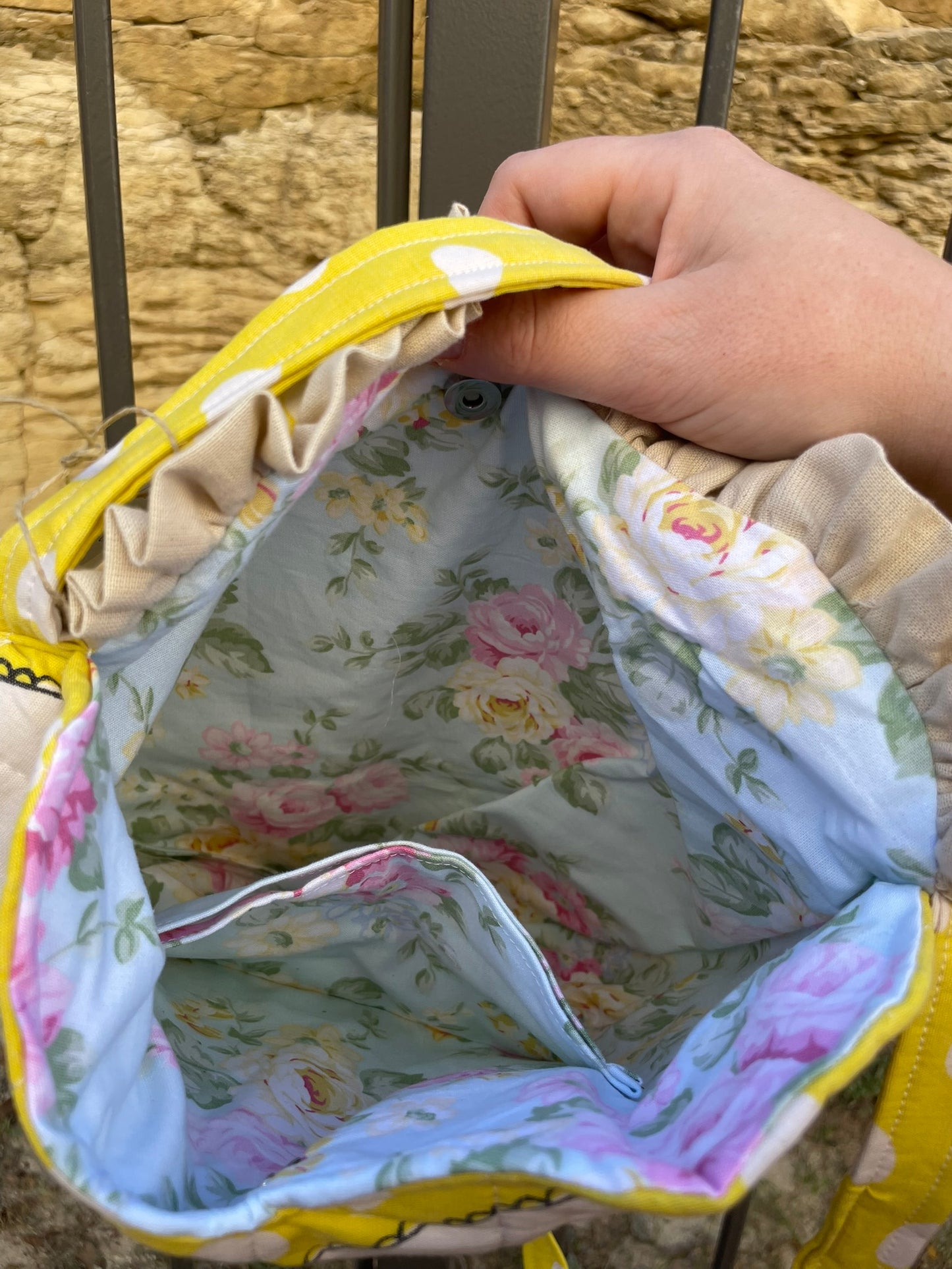 Vintage Ruffle Heart Tote