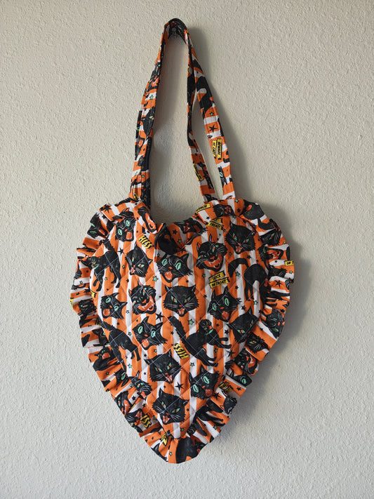 Vintage Halloween Ruffle Heart Tote
