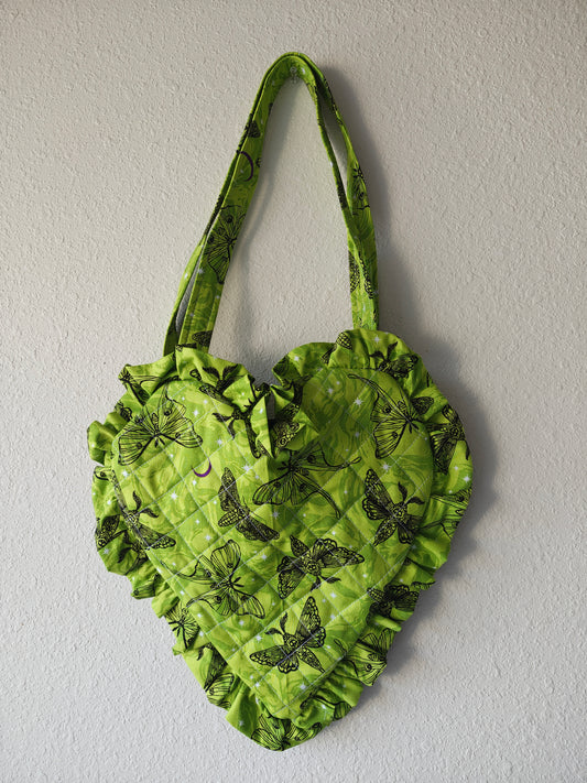Neon Moth Ruffle Heart Tote